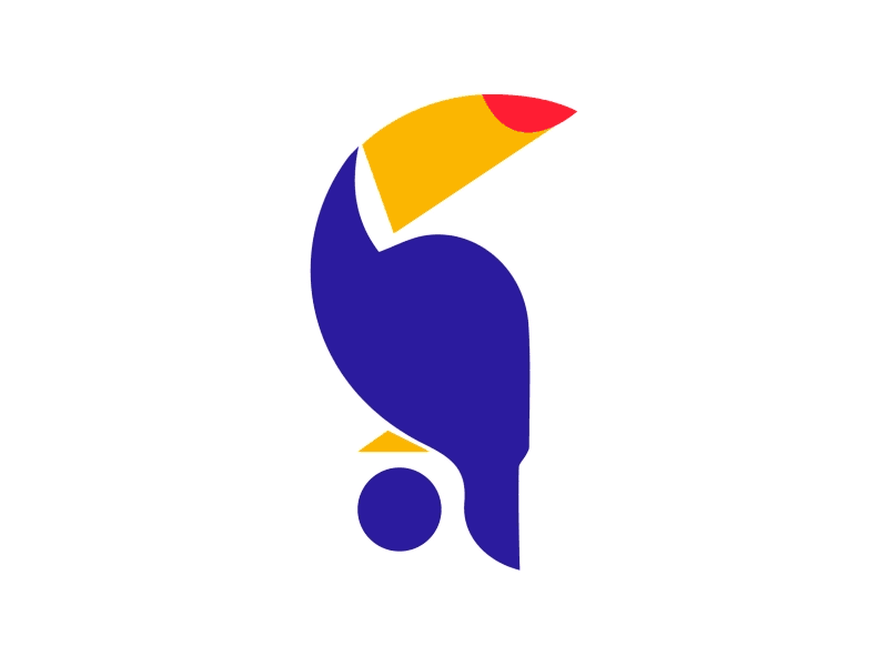 Tucan animal animation bird blue colorful design flat flat design gif icon icon animation illustration logo tropic vector