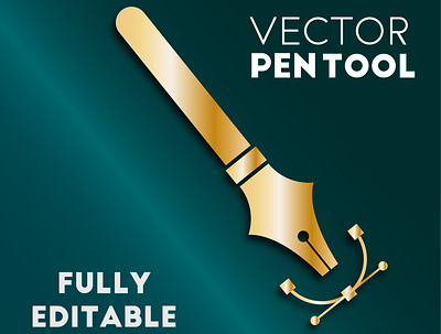 Golden Pen Tool Illustration - Vector Design background design illustration vector