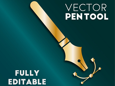 Golden Pen Tool Illustration - Vector Design