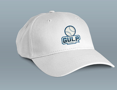Gulp Baseball Logo - Mockup on a Cap background blue branding design emblem graphic design illustration logo typography vector