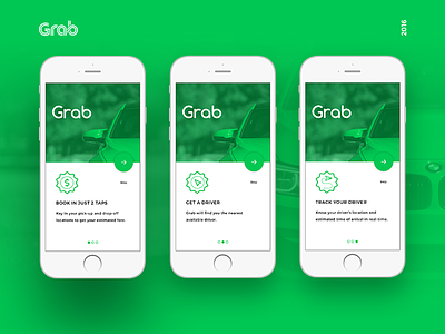 Grab - Redesign app concept app app design green interface ios minimal mobile taxi ui ux