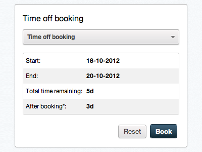 Timeoff book buttons css3 html5 timeoff ui