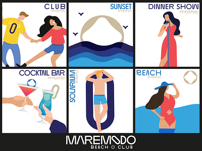 MAREMODO Beach Club branding design graphic design illustration vector