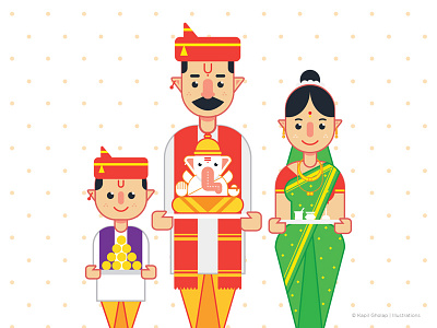 Ganpati Illustration charachter design art family flat design graphic icon artwork illuatration ui ux vector art vector artwork visual