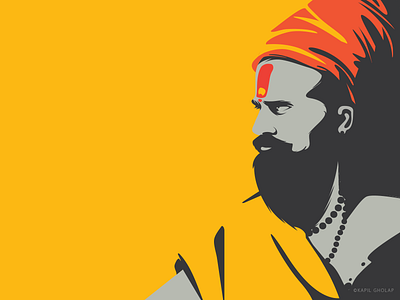 Sadhu character design flat icon iconography illustration india visual