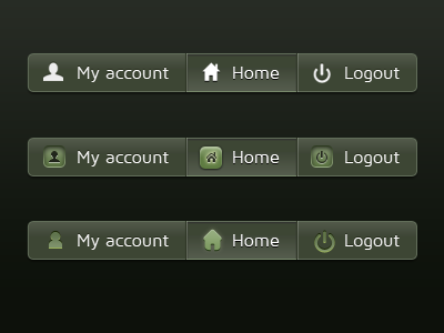 Application buttons account application button green home icon logout