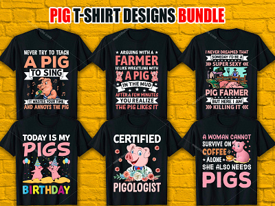 PIG T-Shirt Design Bundle.