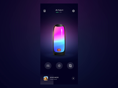 #21 Speaker Control - Change Lights Theme 3d aftereffects animation app clean control element3d interaction interactive jbl light mobile motion music speaker ui ux ui