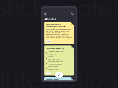 #23 Sticky Notes Interaction after effects animation app clean icon animation interaction interactive interface micro interaction mobile note sticky note ui ux ui