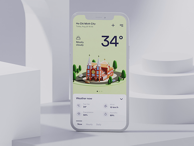 #28 Weather App Interaction 3d 3d illustration animation app blender clean design forecast illustration interaction interactive ui ux ui weather