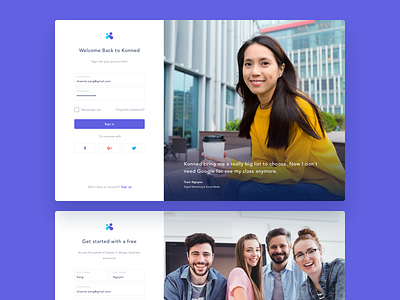 Konned – Sign in & Sign up education interactive konned login saigon sign in sign up ux ui vietnam vietnam designer website