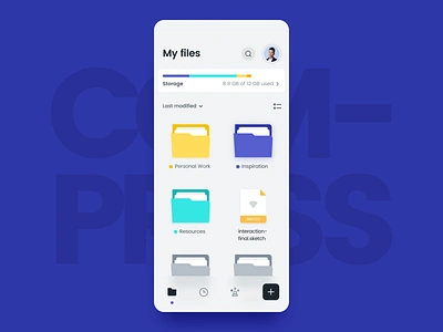 #17 Compressing Experiment animation application clean cloud compress document file file manager interaction micro interaction mobile storage ui design zip