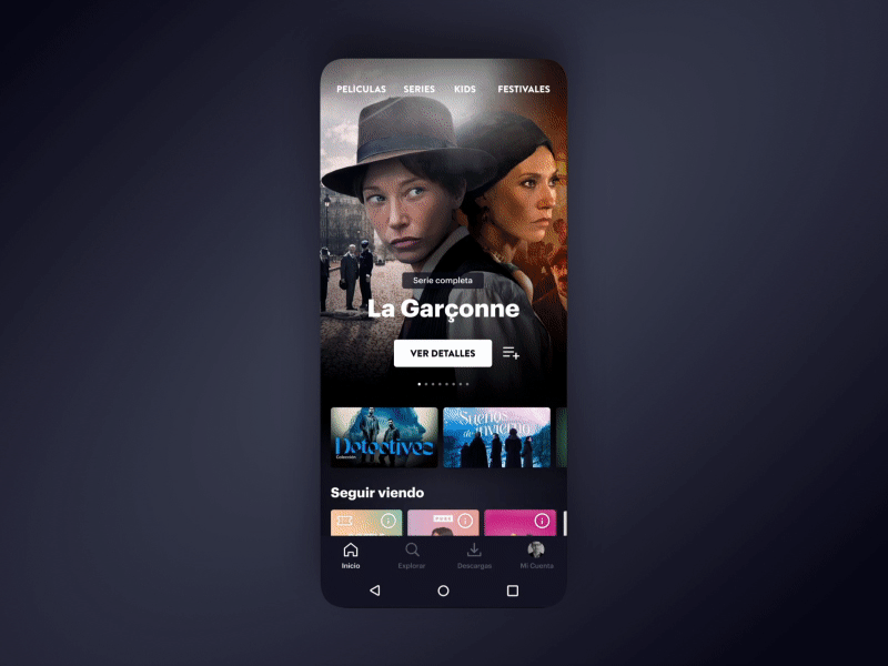 Streaming Movies App: home screen.