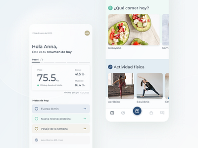 Diet and lifestyle App: dynamic home screen.