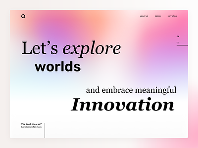 Website homepage for a technological agency agency branding clean colors design desktop figma gradients pink ui ux