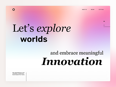 Website homepage for a technological agency