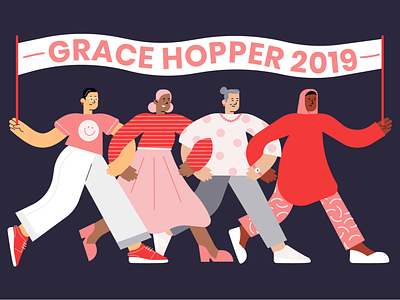 Grace Hopper 2020 banner diversity illustration women women in tech