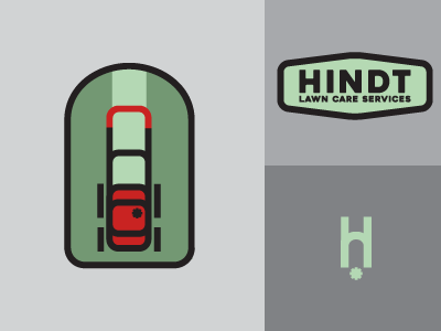 Hindt Lawn Care Services branding identity lawnmower logo
