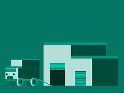 Truck and warehouse geometric illustration relocation warehouse