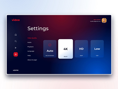 Smart TV App - Settings - Part 1 app design dailyui settings page smart tv tv tv app ui ux video video streaming