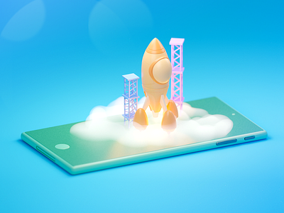 Mobile Launchpad 3d 3d art 3d icons 3d illustration 3d modeling android b3d blender icon icons illustration iphone phones render rocket rockets rocketship