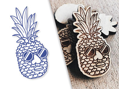 Pineapple Jake - The Wooden Pin engraved fruit glasses laser pin pineapple pins shades sun glasses tropical wood wooden pin