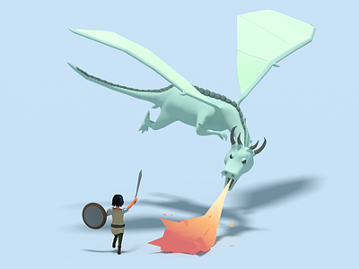 Dragon 3d 3d modeling b3d blender cycles dragon fantasy illustration render warrior