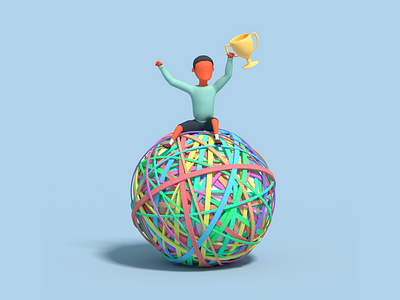 Rubber Band Man 3d 3d modeling b3d blender cycles illustration render rubber band rubber band ball trophy