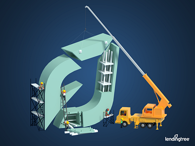 LendingTree Rebrand 3D Illustration #1 3d 3d art 3d model b3d blender crane cycles illustration lendingtree
