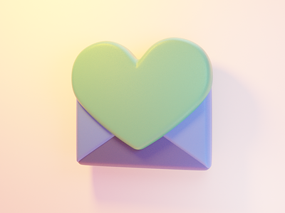 Heart Envelope 3d 3d art 3d model 3d modeling b3d blender cycles email envelope heart icon illustration logo mail render