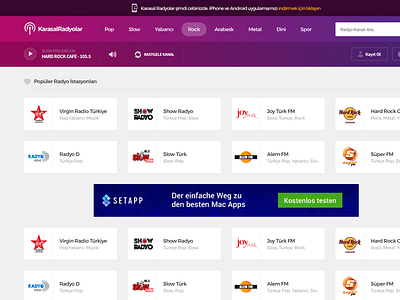 Karasal Radyolar broadcast channel music play player radio show spotify