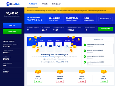 Blockchain Invest Dashboard