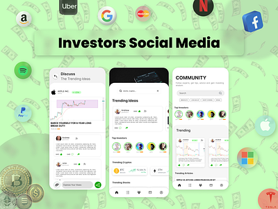 Social Media for Retail Investors UI design app design figma figma ui ux graphic design illustration prototype ui ux ux design