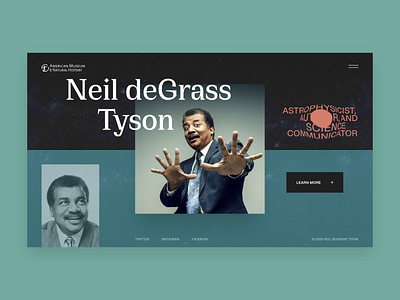 Neil deGrass Tyson // Transition animation blacklead brutalism clean desktop font homepage inovative layout main minimal science space transition transparent typogaphy ui ux web website