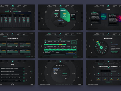 Zelius - All pages black clean desktop interface main minimal mining ui ux website