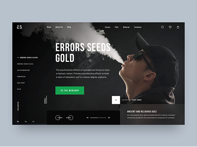 Errors Seeds // Main Screen black cannabis clean desktop main marijuana minimal ui ux web website weed