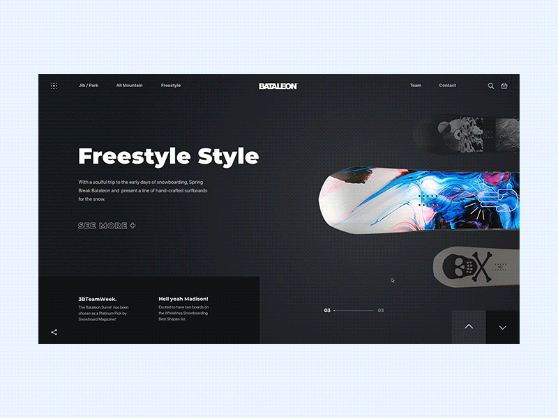 Promo Website for a New Line of Snowboards clean clean scandinavian style experiment golden canon grid interaction design interface layout asymmetry minimalism motion promo website smooth animation snowboard ui ux ux ui zajno
