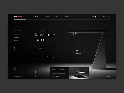 MUJI design studio // Main screen black clean creativity desktop geometic grid homepage interface layout main minimal studio typography ui ux web website