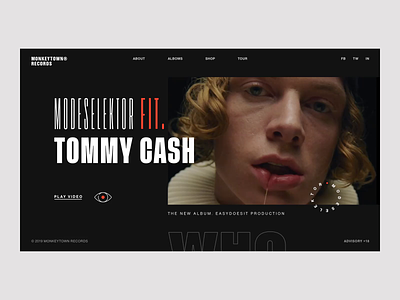 Promo video page // Modeselektor feat. Tommy Cash - Who animation black clean creativity design layout main minimal motion promo website tommy cash typography ui ux web website