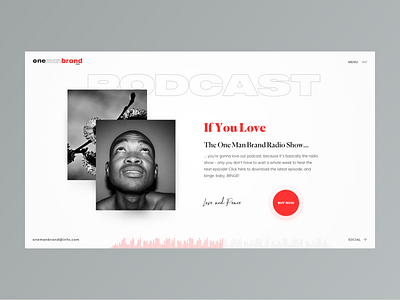 One Man Brand Radio // Podcast Page black black lead blogger clean creativity design desktop homepage layout main media minimal typography ui ux web website