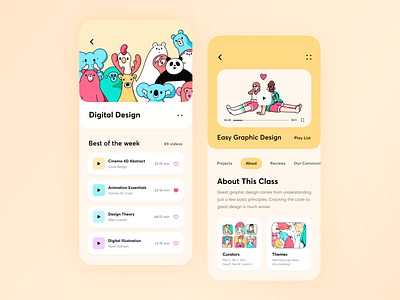 Design Learning Platform App // Concept 2 app design branding card clean course courses education illustration ios learning learning app lesson minimal mobile app ui student study typography ui ux vector