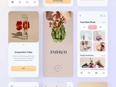 Inspiration App // All pages app app design application branding clean color creative creativity design fashion app gradient illustration inspiration interior ios minimal mobile motion ui ux