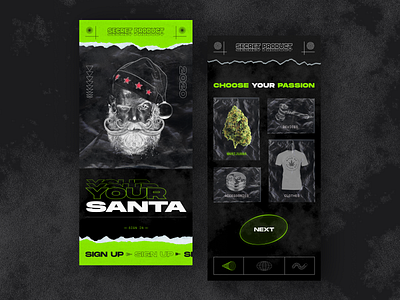 Badass Santa application black blacklead branding brutalism christmas clean holiday marijuana minimal mobile mobile app neon light new year product santa santa clause ui ux weed