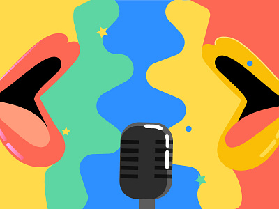Podcast Creators 80s colorful creators mic mouth patreon podcast