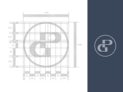 Construction Monogram / Letter : P + G black brand branding creative design idea logo mark symbol typography