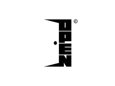 OPEN black branding design idea illustration logo mark negative space typography
