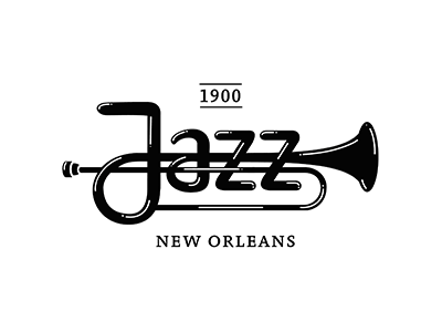 Jazz idea jazz logotype louis armstrong music new orleans piotrlogo trumpet typography
