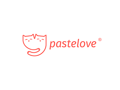 Pastelove cat design idea love mark pastels piotrlogo signet