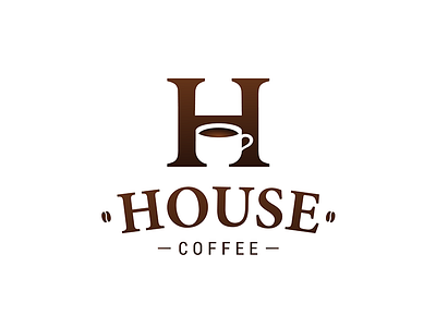 House Coffe brown coffe cup design drink house idea logo negative piotrlogo space