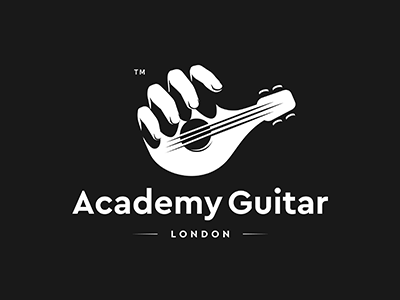 Academy Guitar - London academy black brand design guitar hand idea logo london music school string